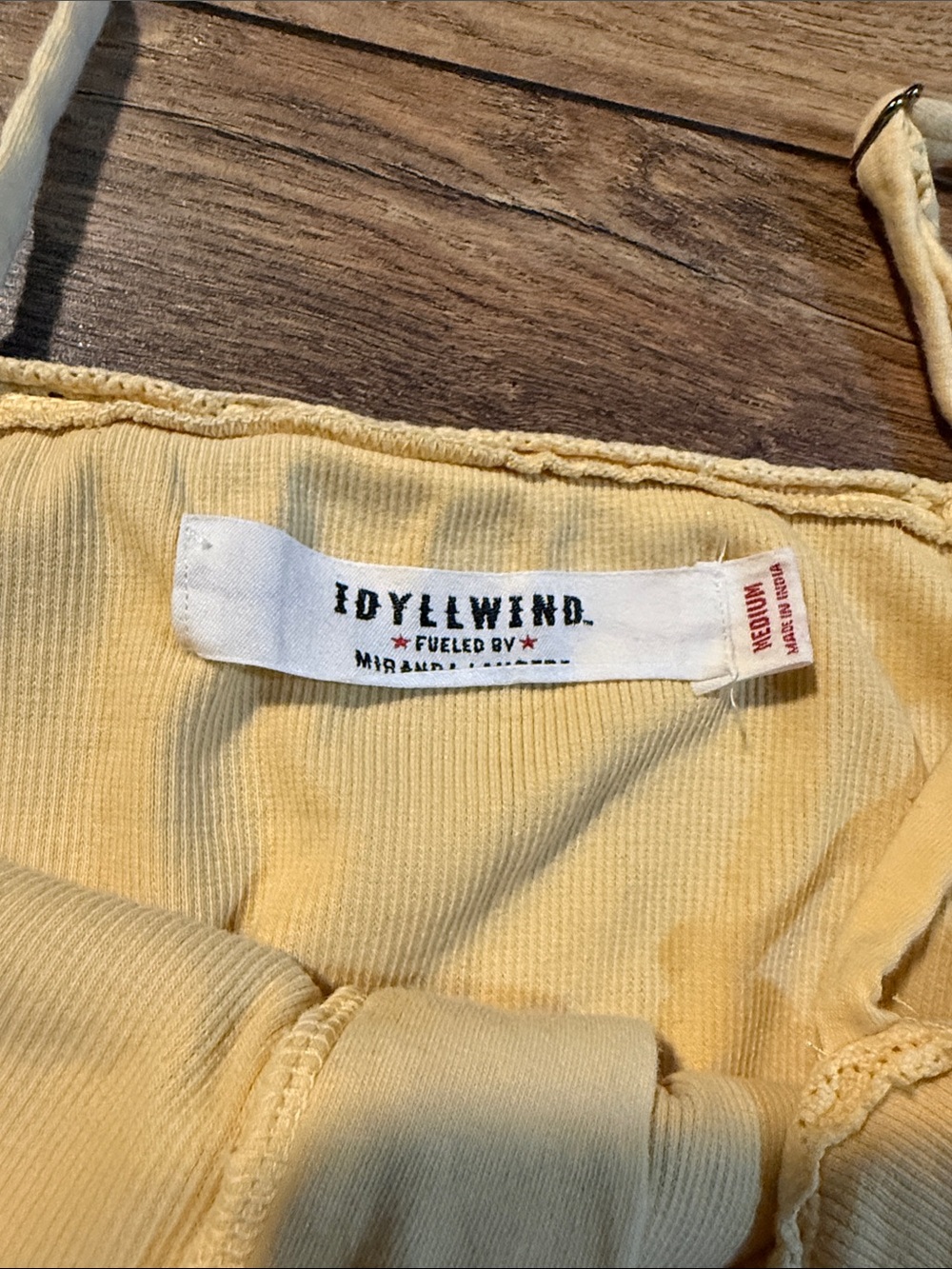 Women's Yellow Ribbed Button-Front cropped Cami Top - Picture 2 of 2